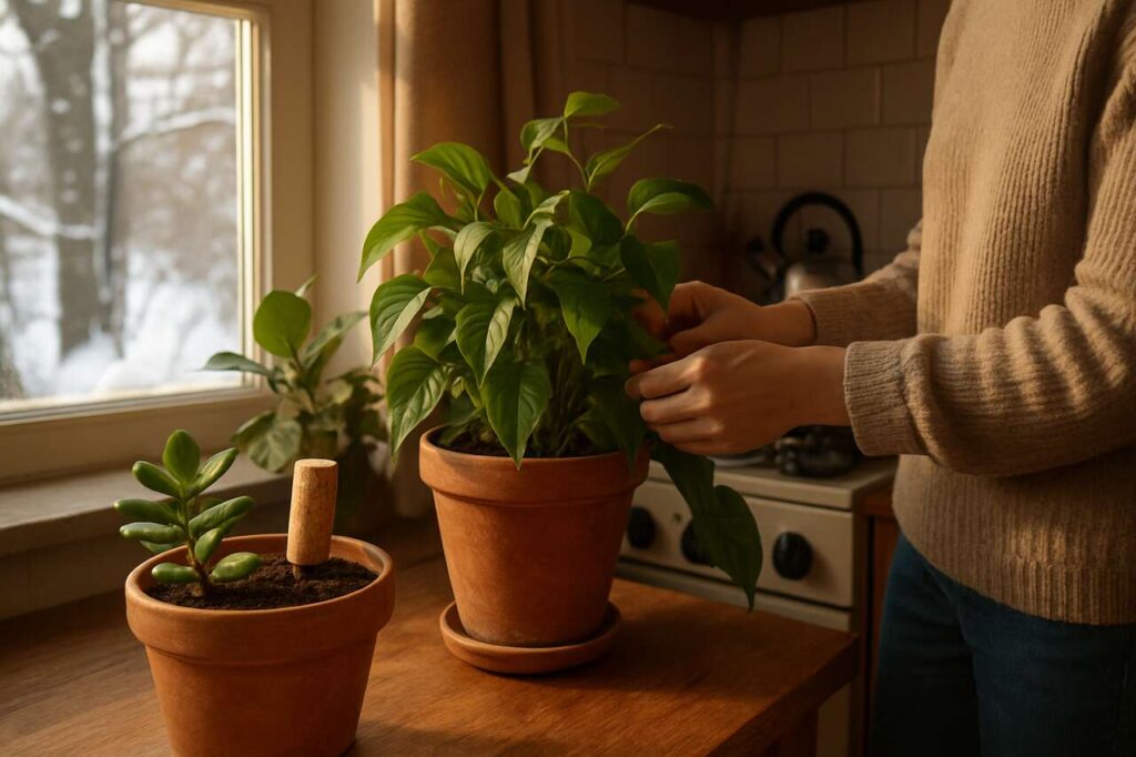 La mia fioraia lo fa ogni inverno: il tappo di sughero che impedisce l’ingiallimento delle piante