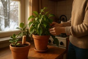 La mia fioraia lo fa ogni inverno: il tappo di sughero che impedisce l’ingiallimento delle piante